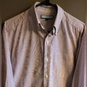 Tommy Hilfiger Men's Shirt Red Striped Long Sleeve Button-down Dress/Casual Sz L